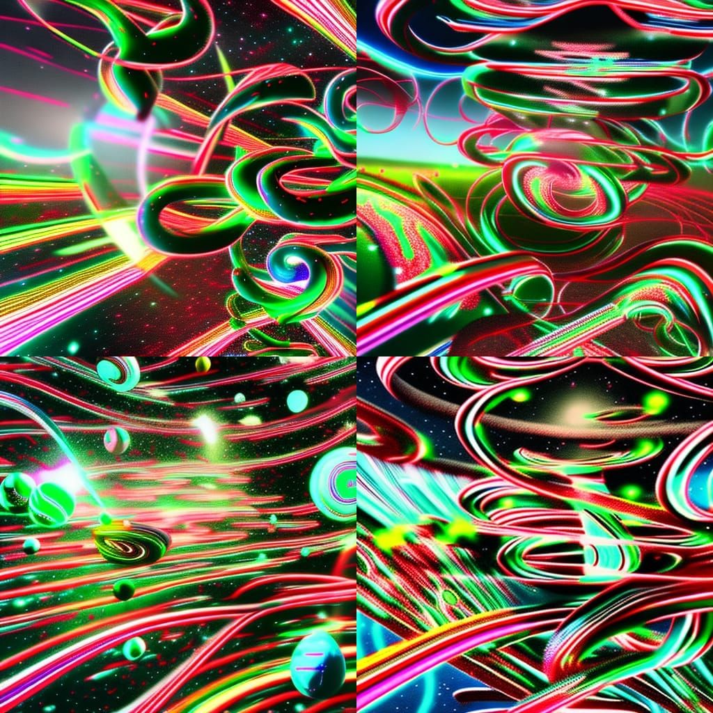 Candy Cane Shuttle Glides Through Space