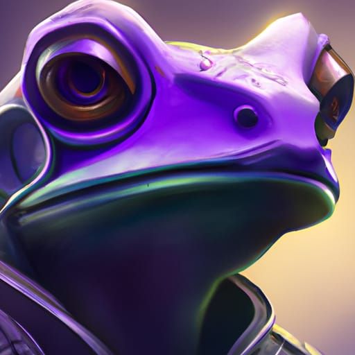 Purple Frog Warrior Portrait in Hyperdetailed Style