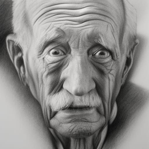 Hyperrealistic Charcoal Drawing of an Old Man