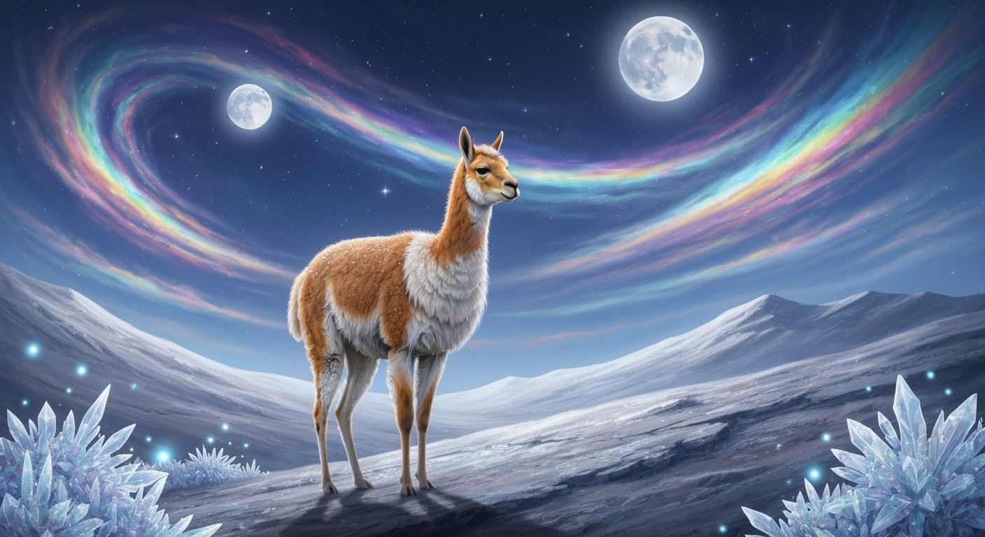 Vicuña on Alien Plateau with Twin Moons