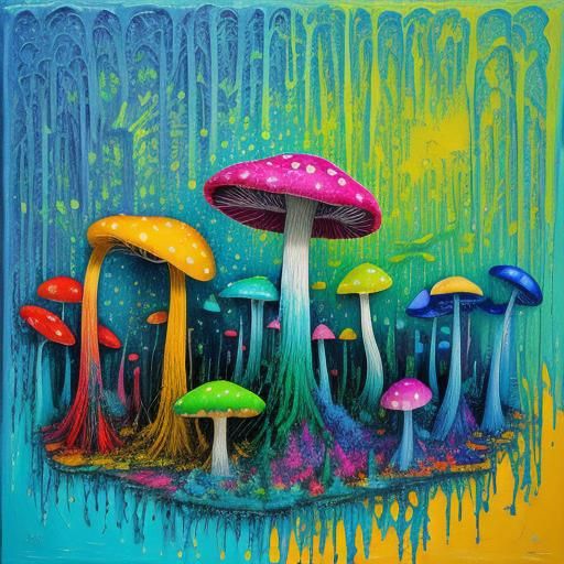 Mythical Forest in Vibrant Street Art Style