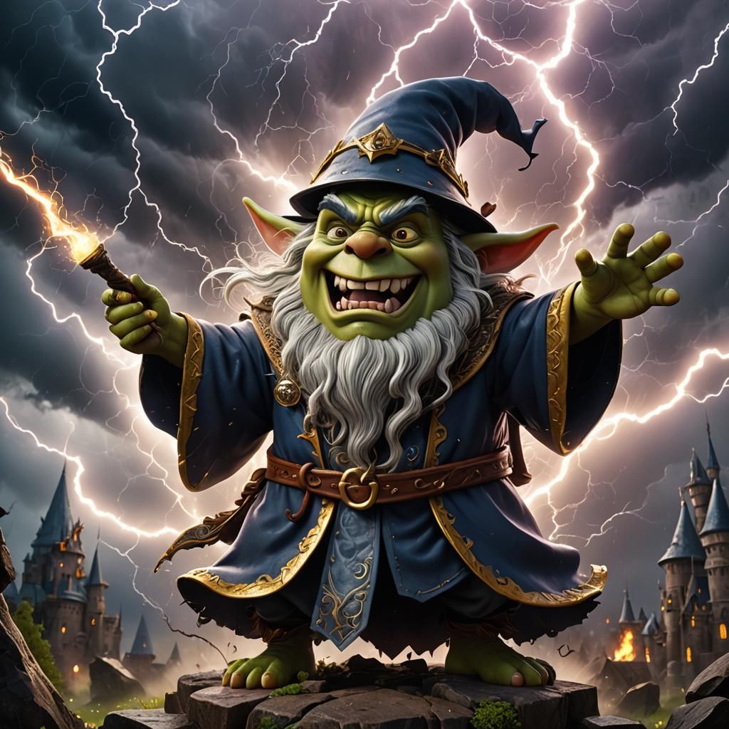 Ogre Wizard Summons Storm: Disney-Inspired Dark Fantasy