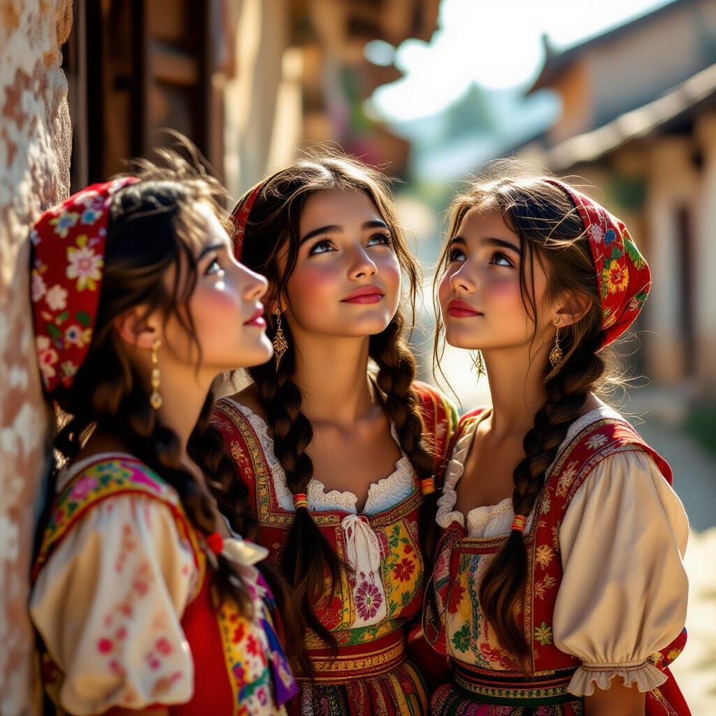 Romanian Gypsy Girls in Warm Afternoon Light