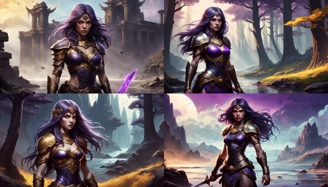 Epic Dark Fantasy Warrior Princess Wields Twin Swords