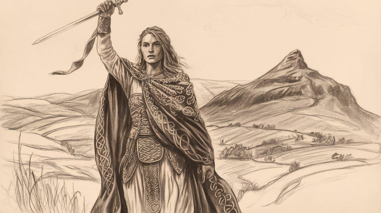 Regal Warrior Queen of Ireland in Celtic-Inspired Art