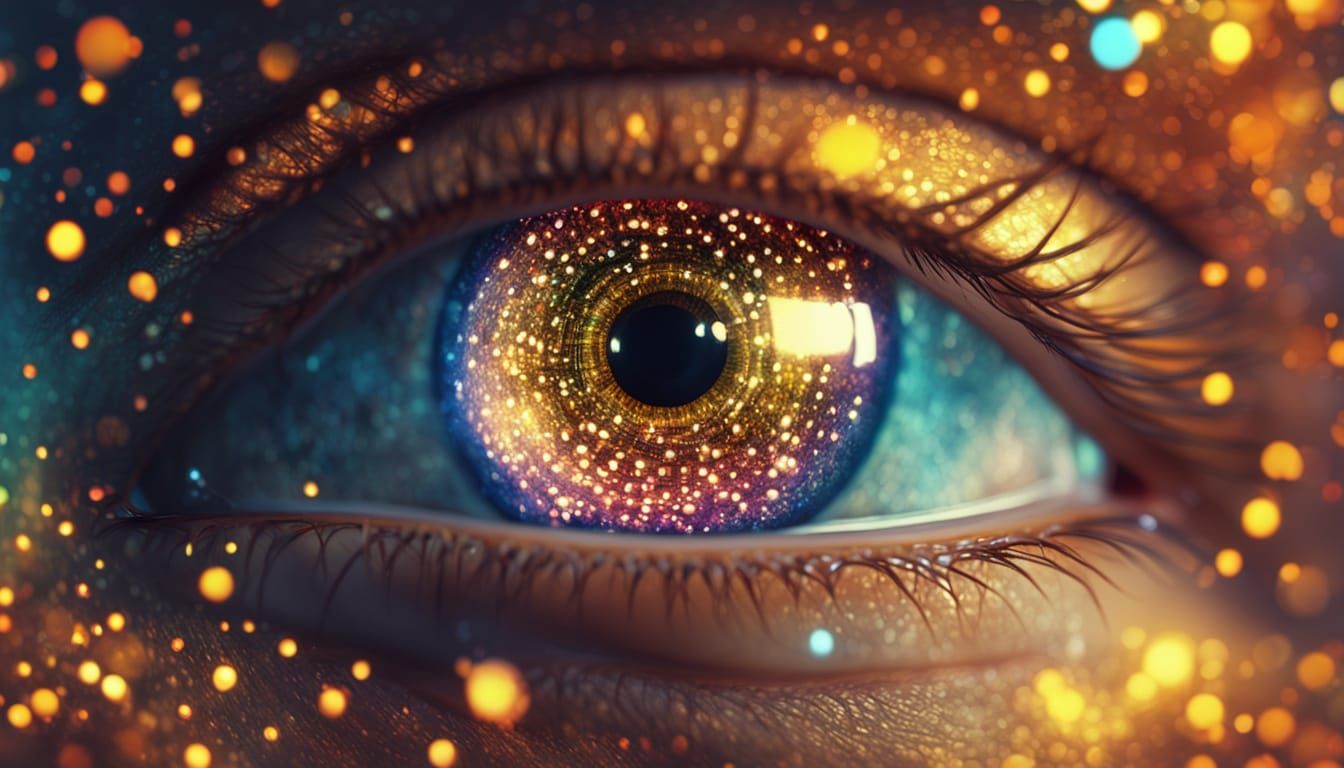 Person Gazing at Magic Eye in Digital Art Style