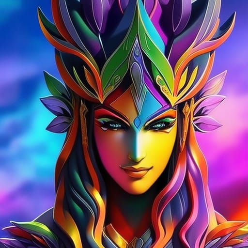 Rainbow Shiva: Hyperrealistic Splash Art Portrait