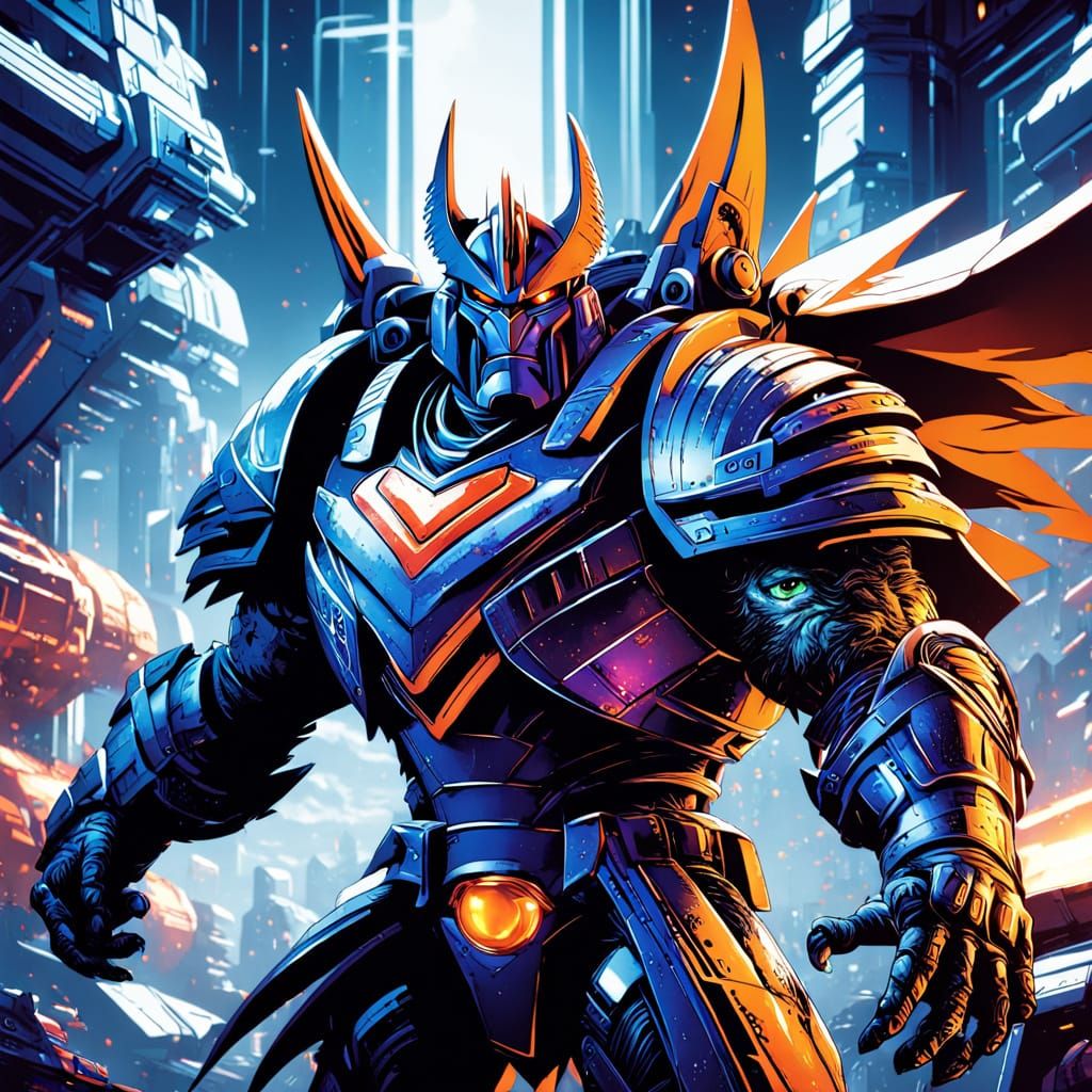 Epic Space Station Battle in Futuristic Armor