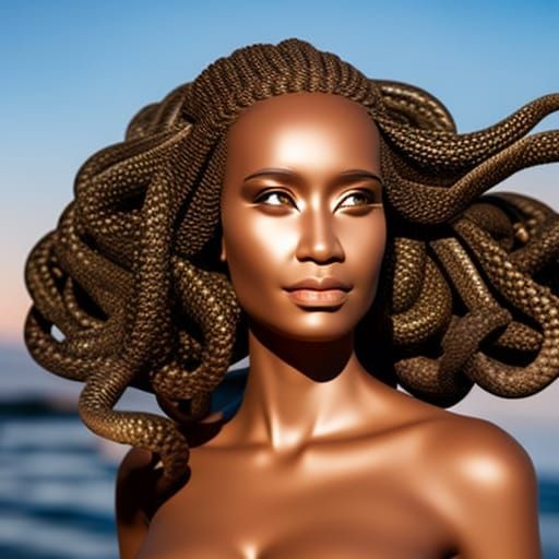 Crab Woman with Snake Hair: Photorealistic 8k