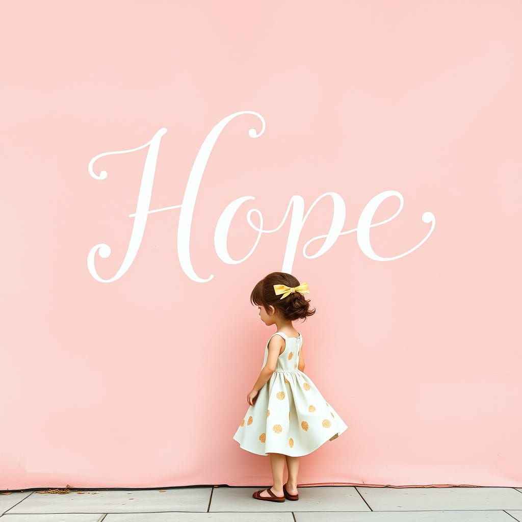 Whimsical Girl Holds Hope in a Delicate Watercolor Landscape