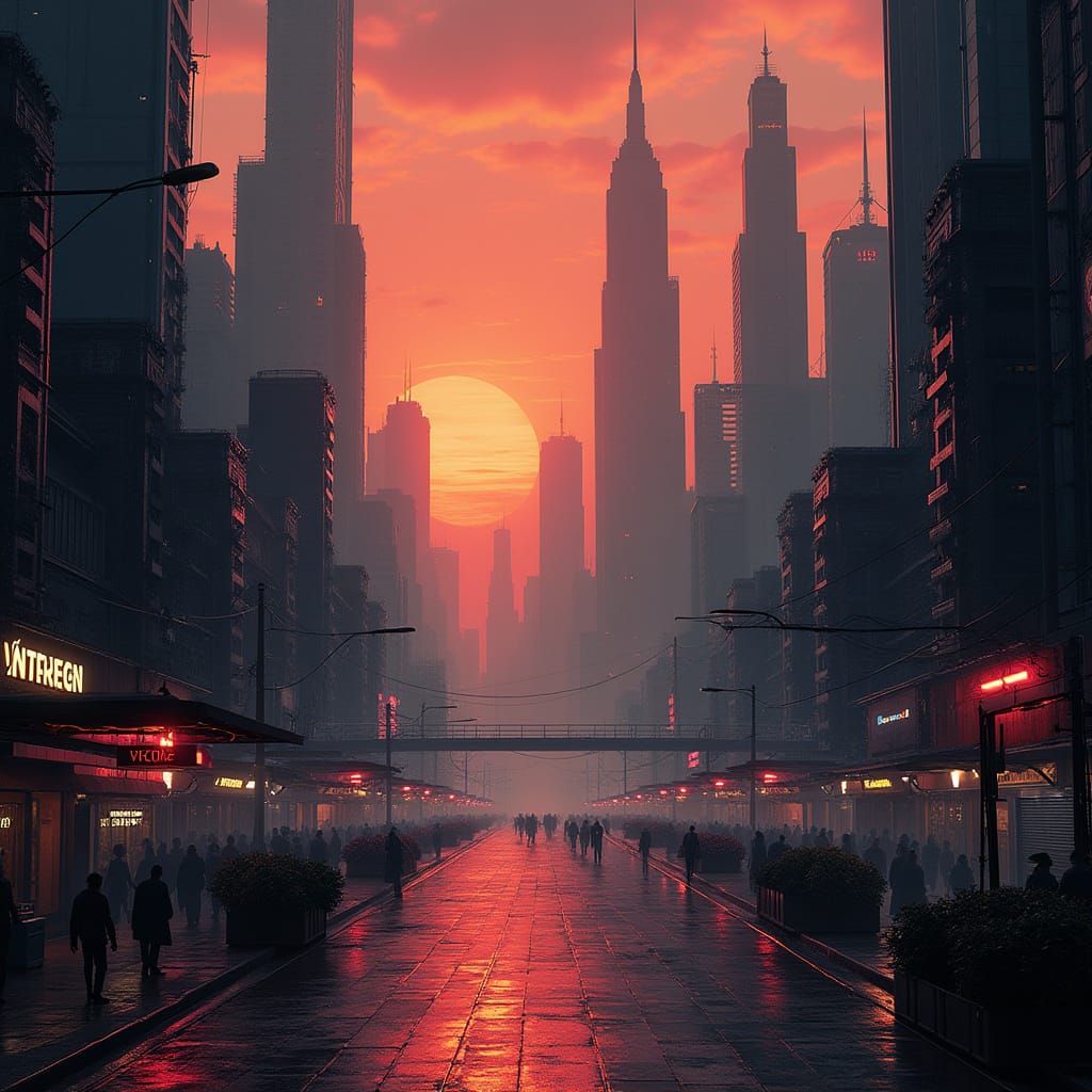 Futuristic Cityscape at Dusk