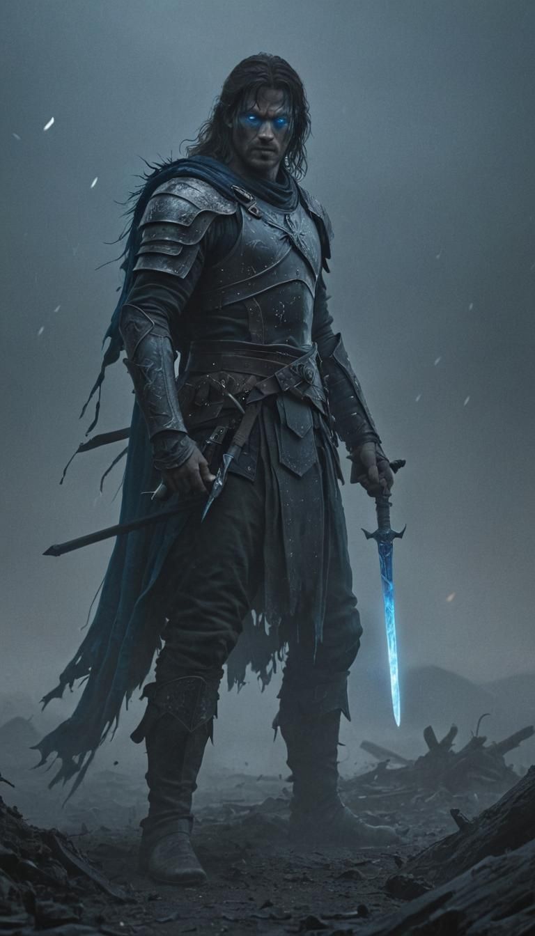 Lone Warrior in Dark Fantasy Battlefield