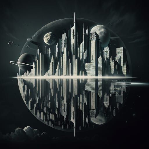 Fritz Lang Inspired Sci-Fi Cityscape in Art Deco Style