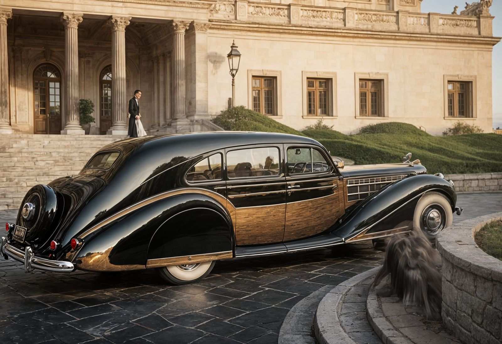 Luxurious 1938 Limousine Coupe in Golden Hour Light