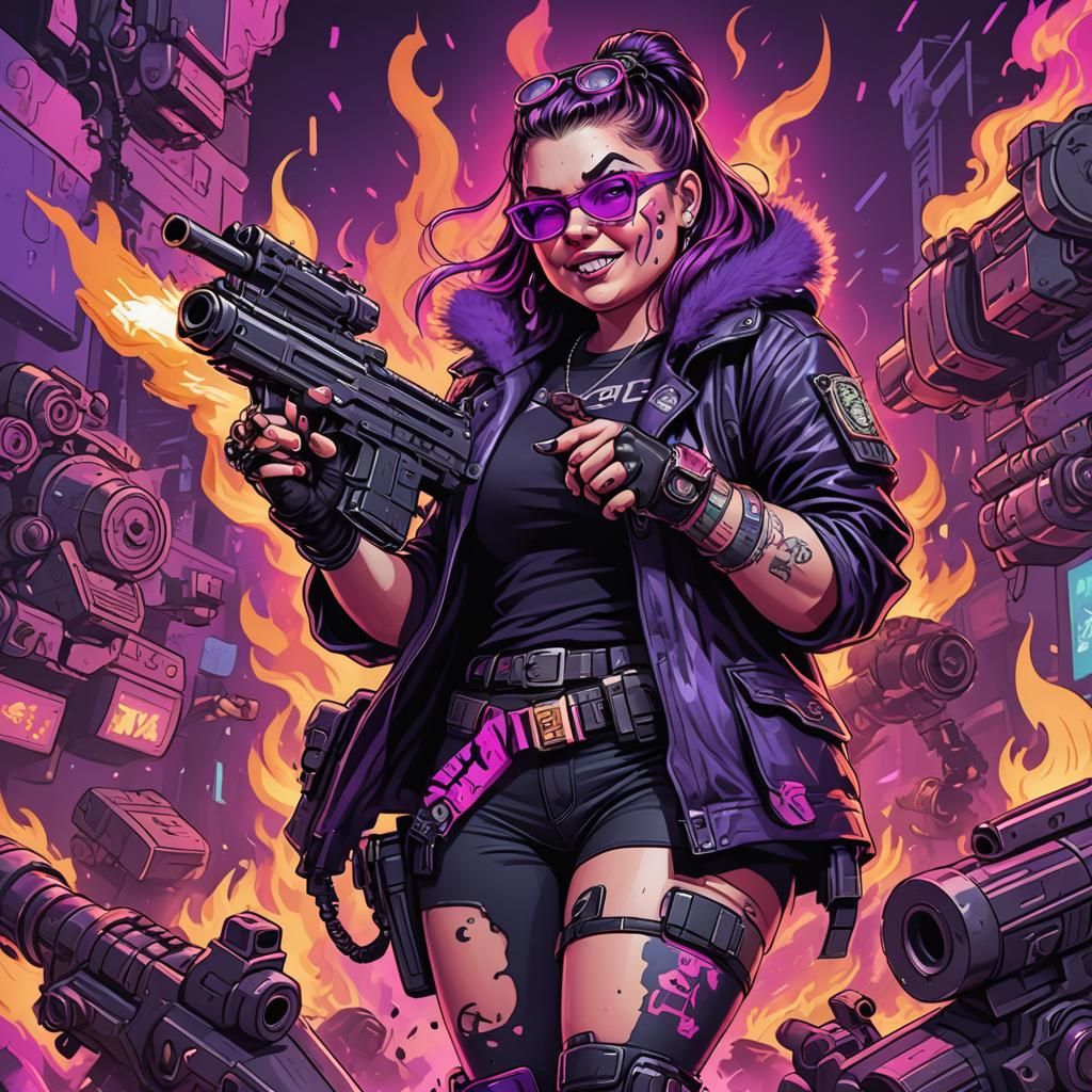 caricature funny drawing, chubby girl