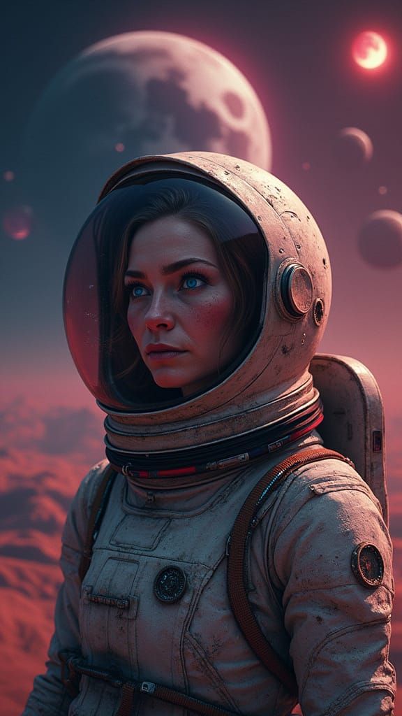 Aged Astronaut Confronts Mystical Planet in Hyperrealistic S...