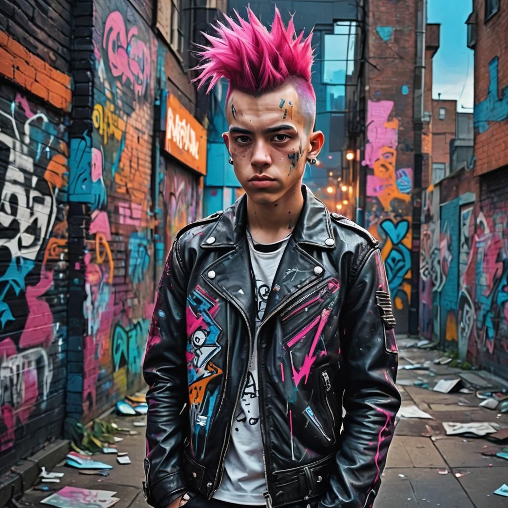 Cubist Punk Portrait in Vibrant Digital Art