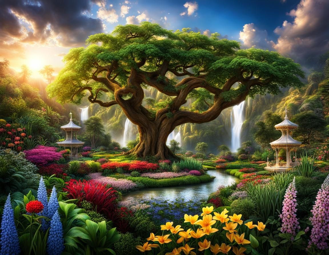 Hyperrealistic Garden of Eden Utopia
