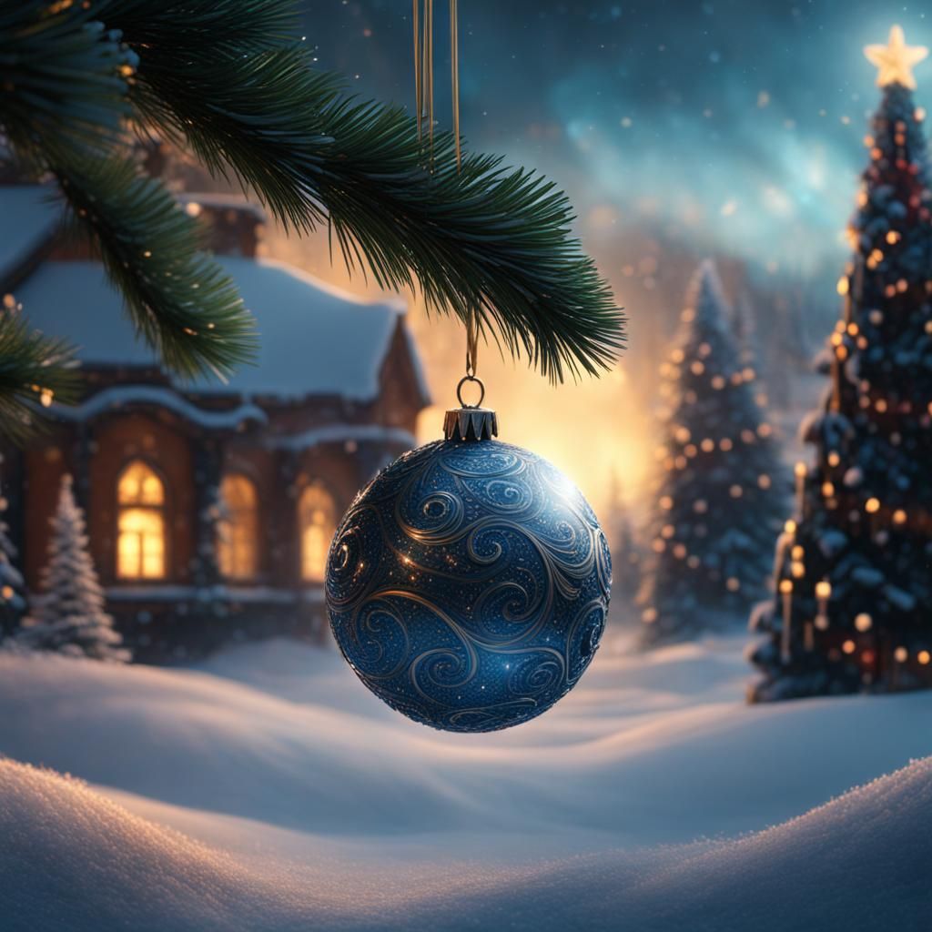 Shiny Christmas Tree Ornament: Digital Matte Painting