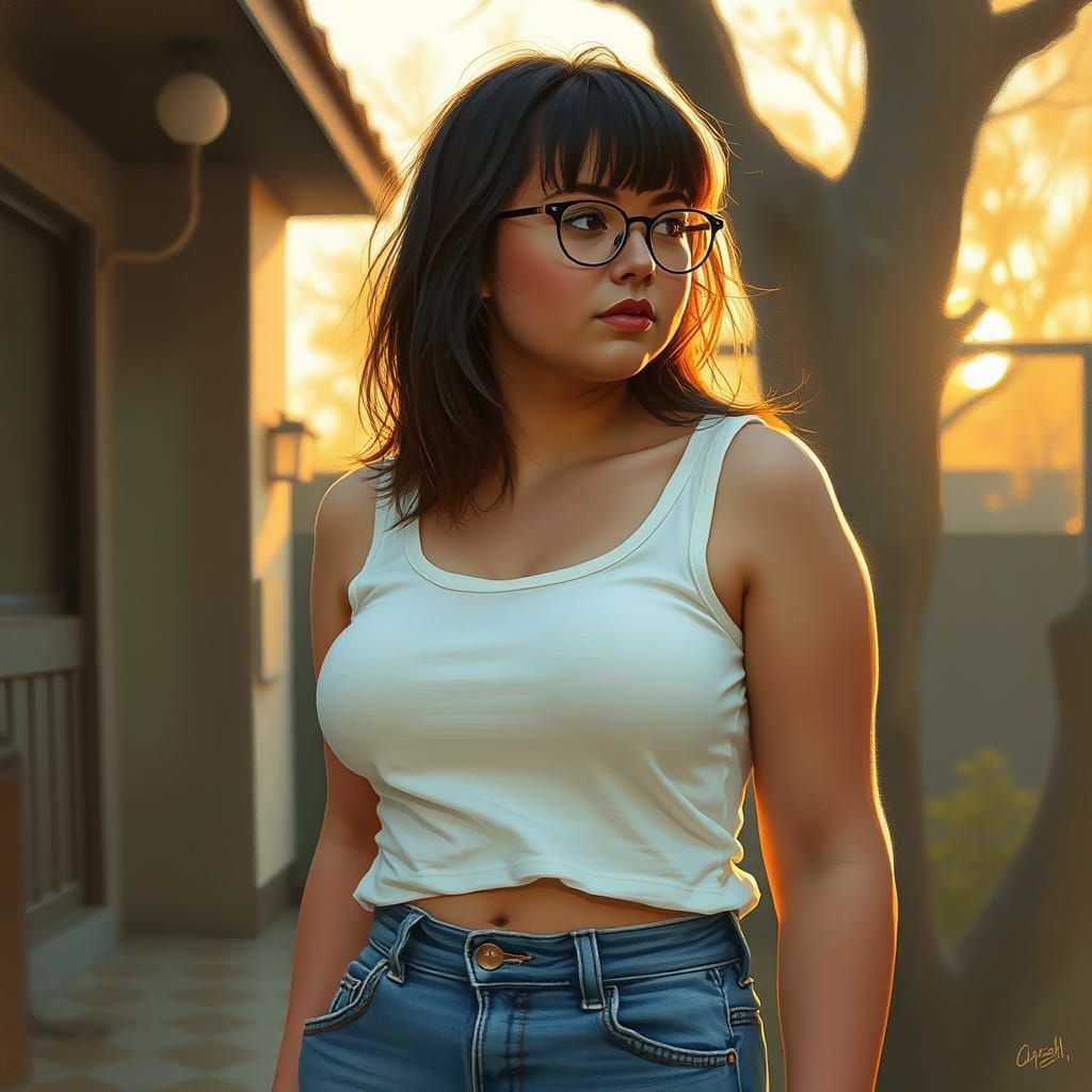 Golden Hour Portrait of a Thoughtful Young Woman