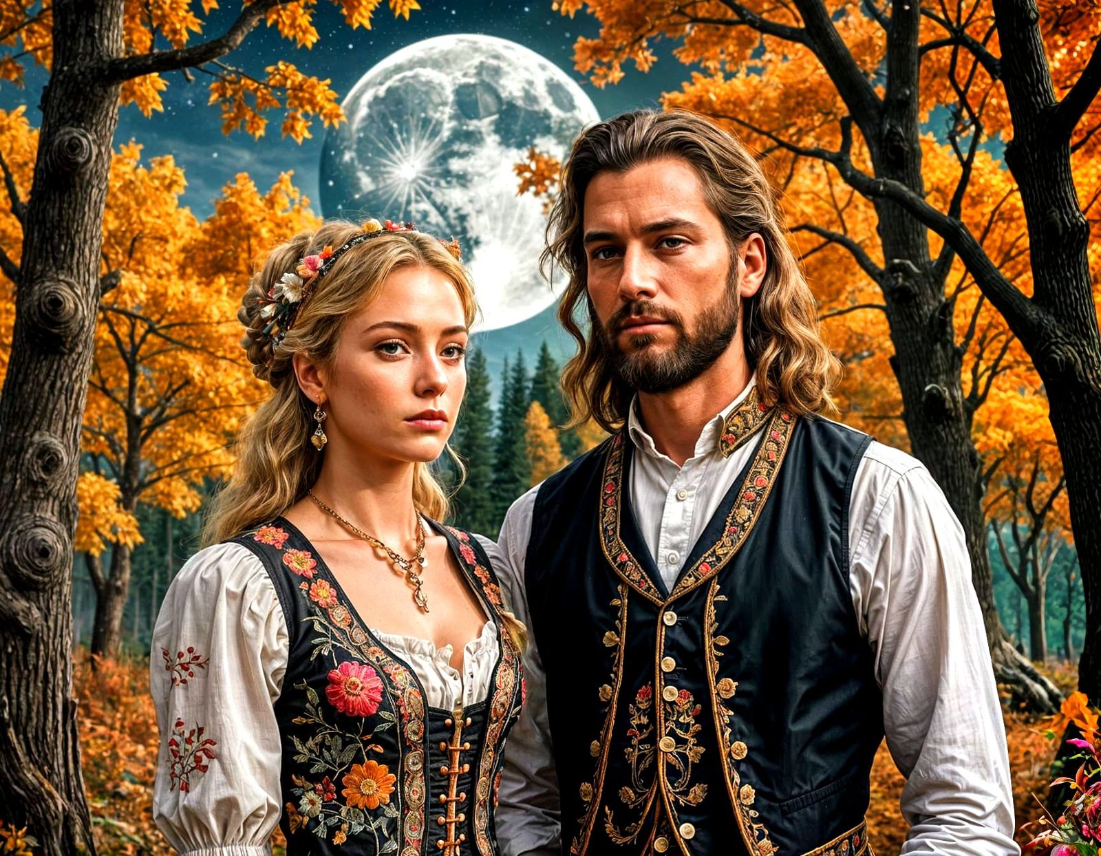 Autumn Date Night in Hyperrealism Style