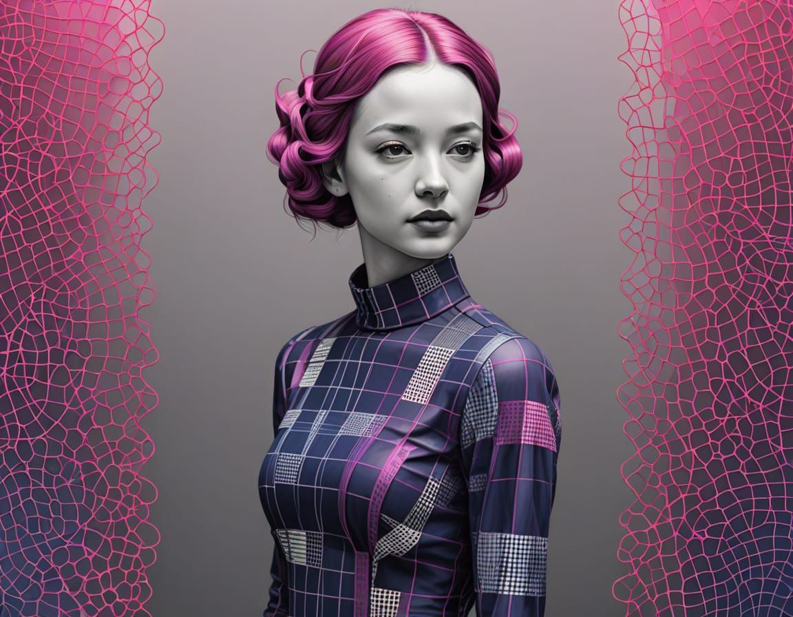Gingham Meets Plaid in a Vibrant Digital Artwork