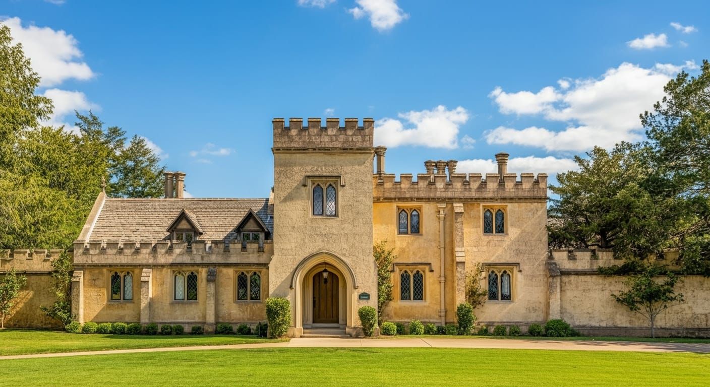 Tudor Manor House with Gothic Arches