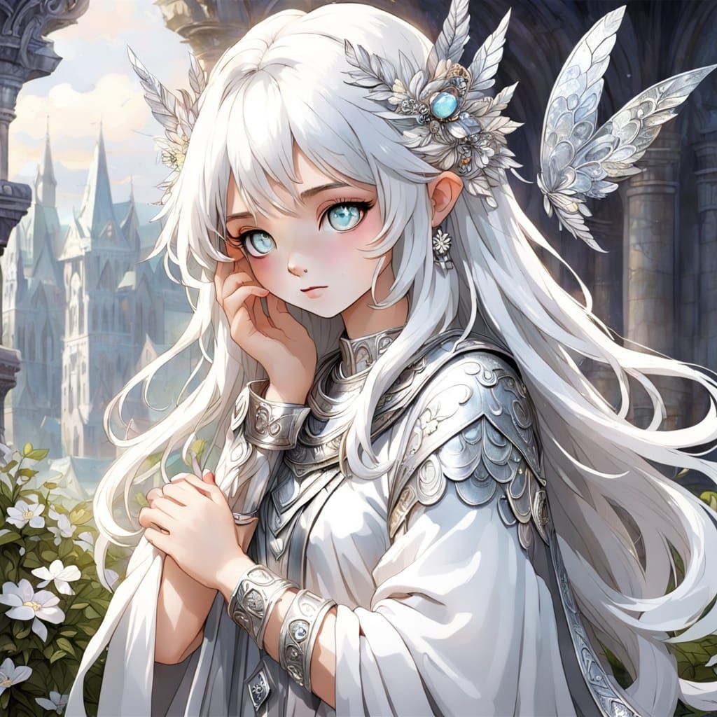 Shimmering Goddess in Silver Armor