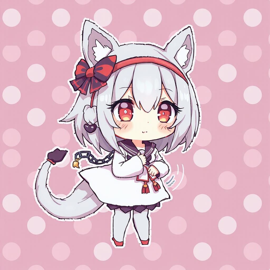 Anime Wild Spirit Character in Polka Dots