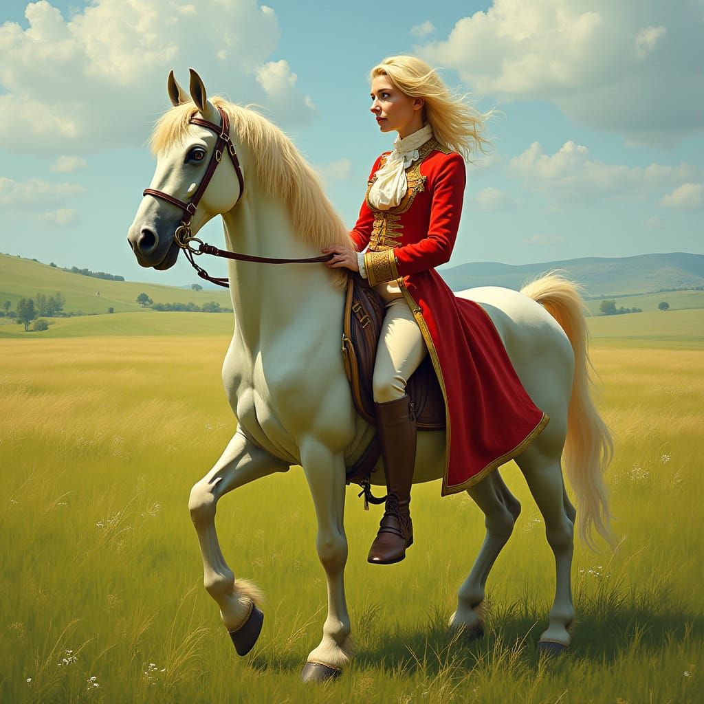 Centaur Transformation in Lush Grassy Field