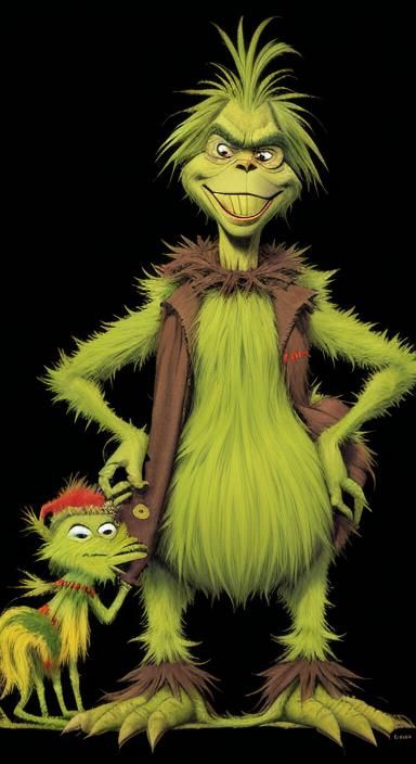 Grinch and Max in Basquiat Style