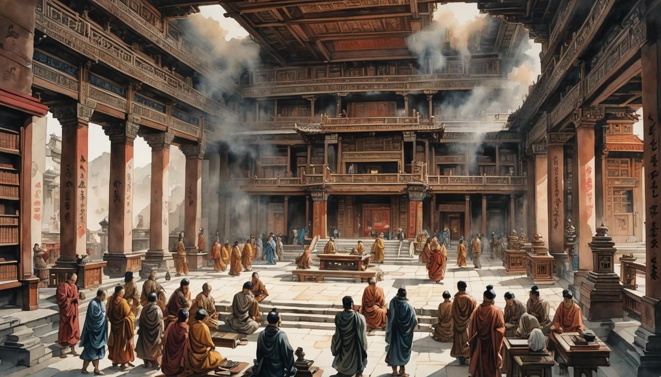 Debata w biblotece klasztoru ...