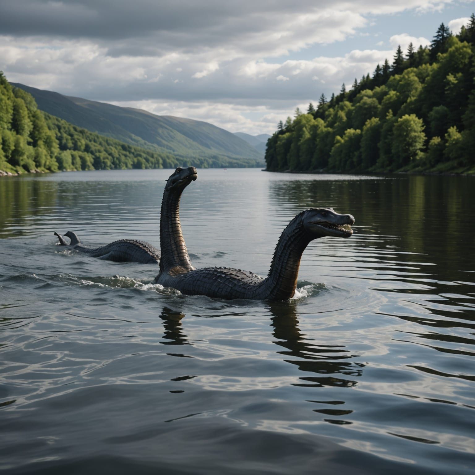 Loch Ness Monster in Realistic Photograph