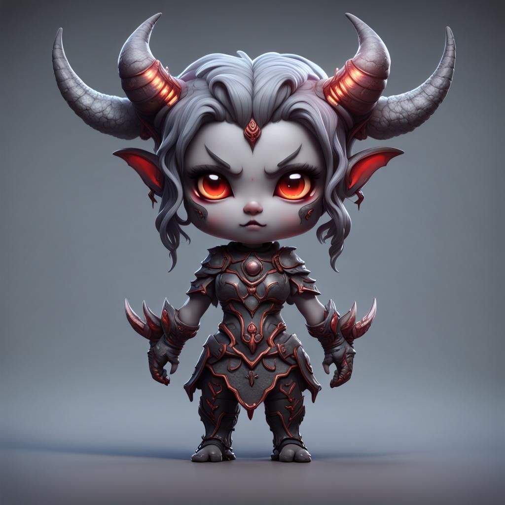 Chibi Gray Demon: Detailed Matte Painting
