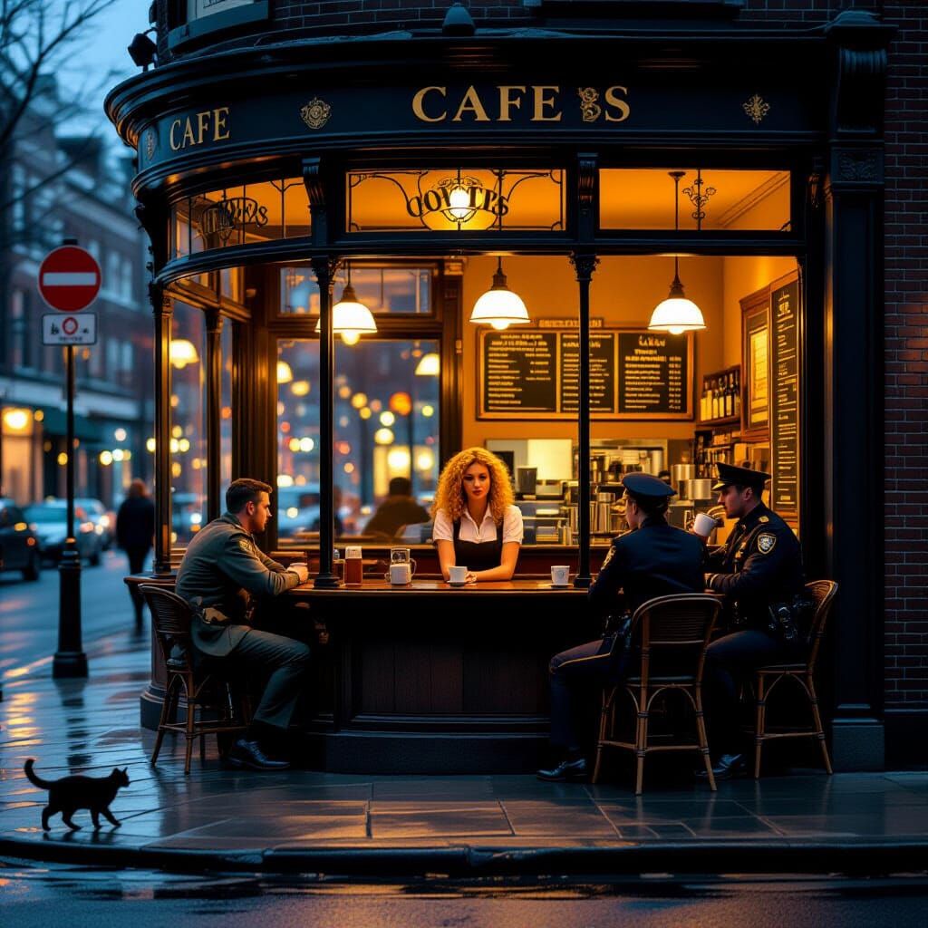 Moody Cafe Scene in the Style of Edward Hopper