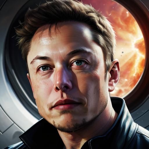 Hyperrealistic Portrait of Elon Musk in Splash Art Style