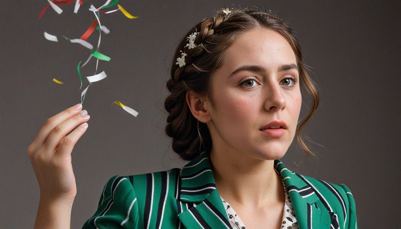 Woman in Striped Dress Throws Confetti in Moody HDR Shot