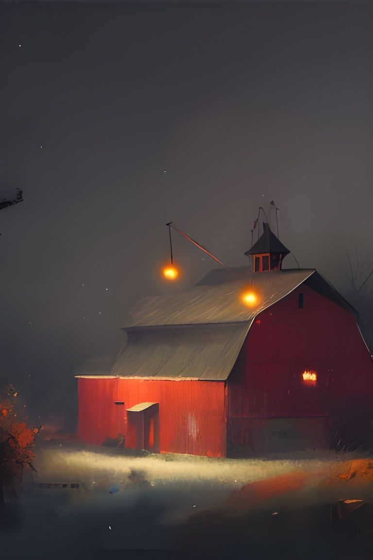 Warm Party Inside Old Red Barn