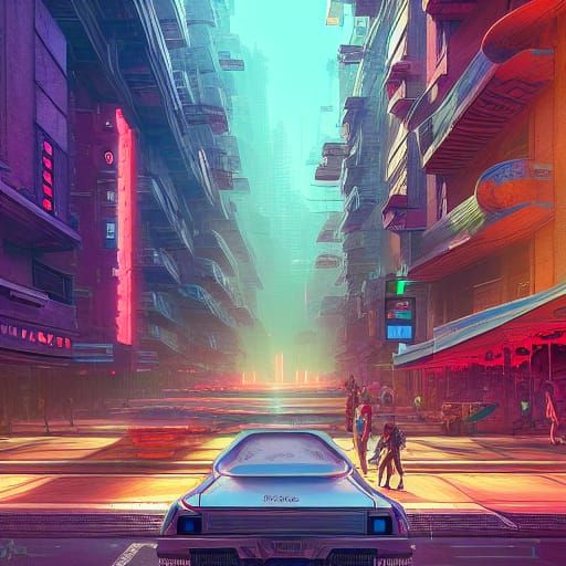 Retrofuturistic New York Cityscape in 3D