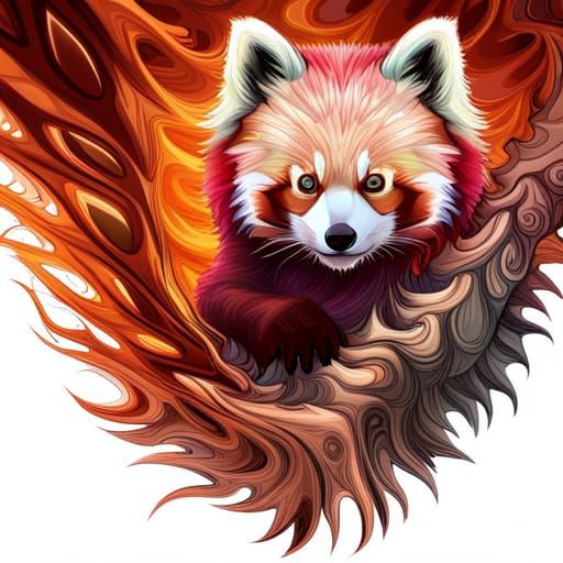 Abstract Red Panda Vector Fractal Design