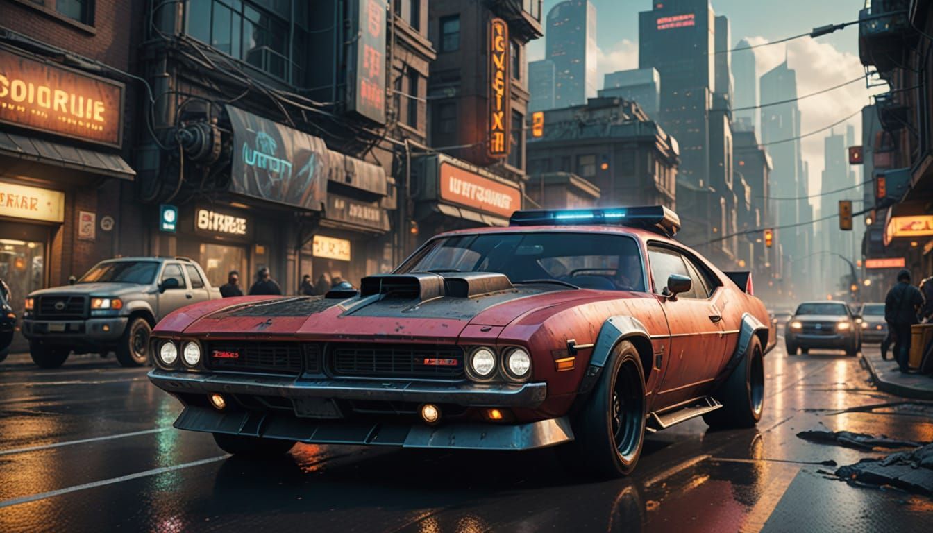 Mutant Intelligent Car Drives Through Detailed Sci-Fi City