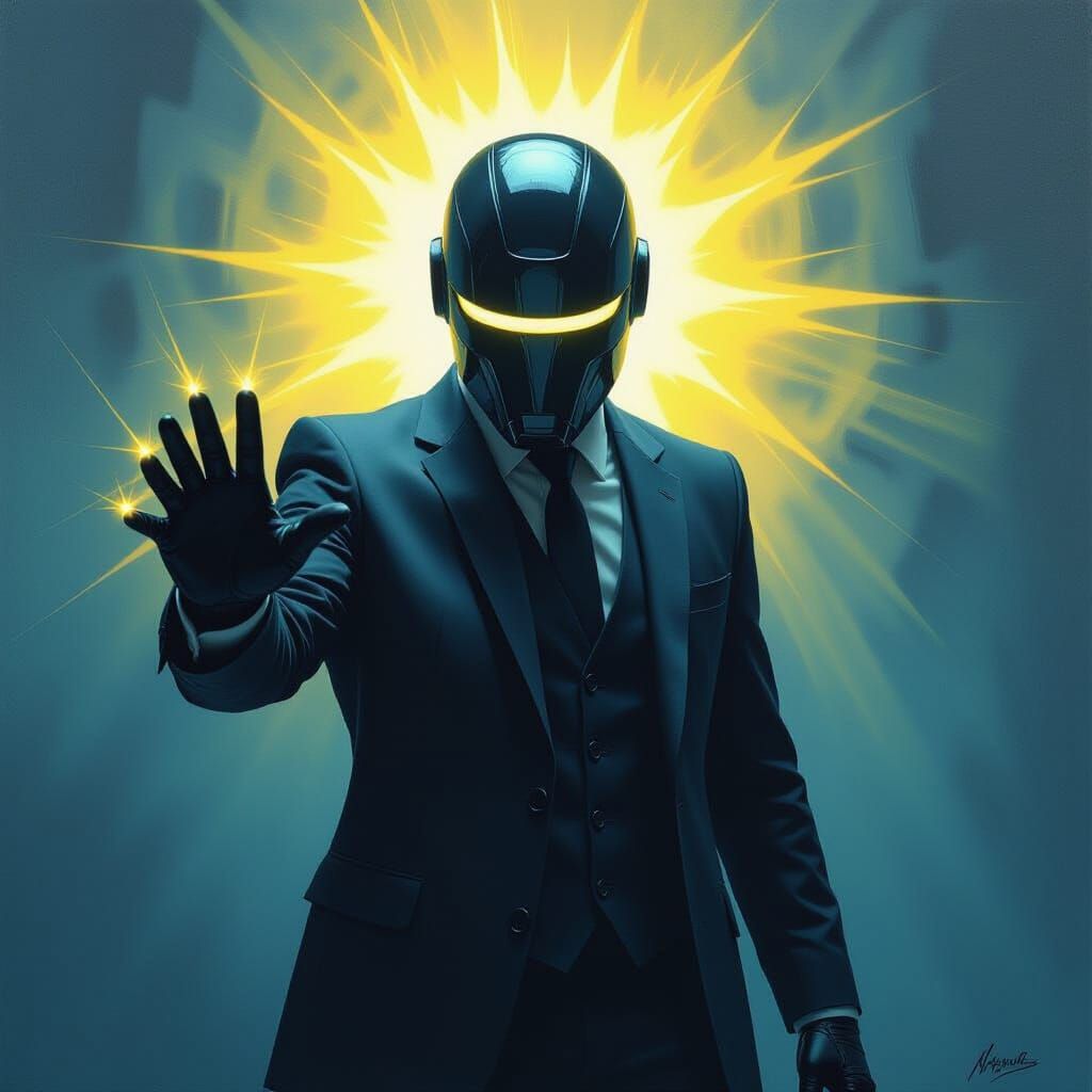 Dramatic Figure with Glowing Energy in Digital Oil Painting