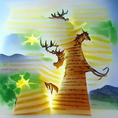 Surreal Deer Tree Hybrid: Nature's Transformation