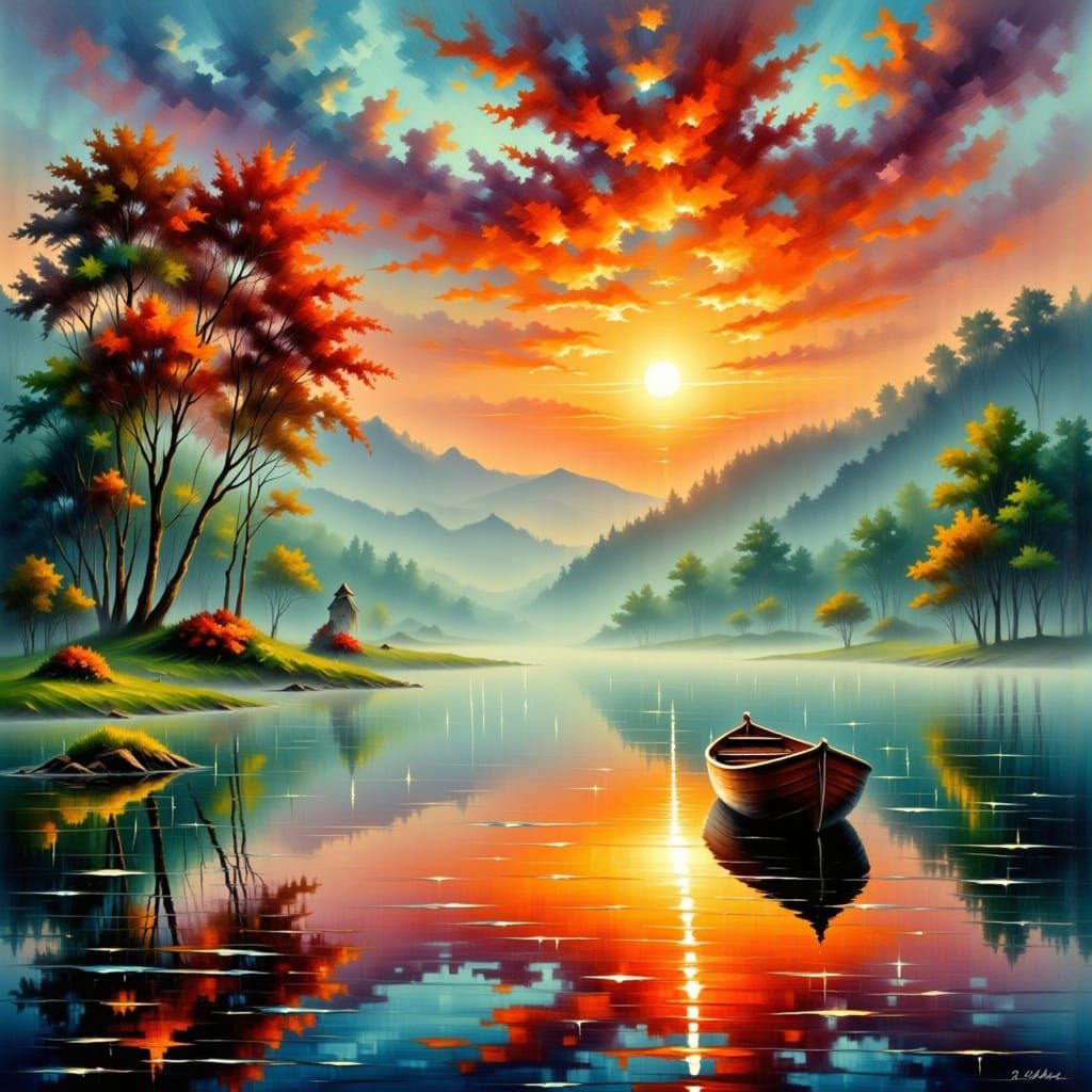 Small fisherboat on the lake