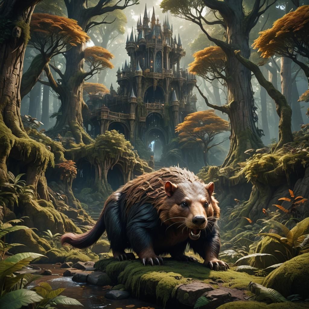 Giant Solenodon in High Fantasy Forest