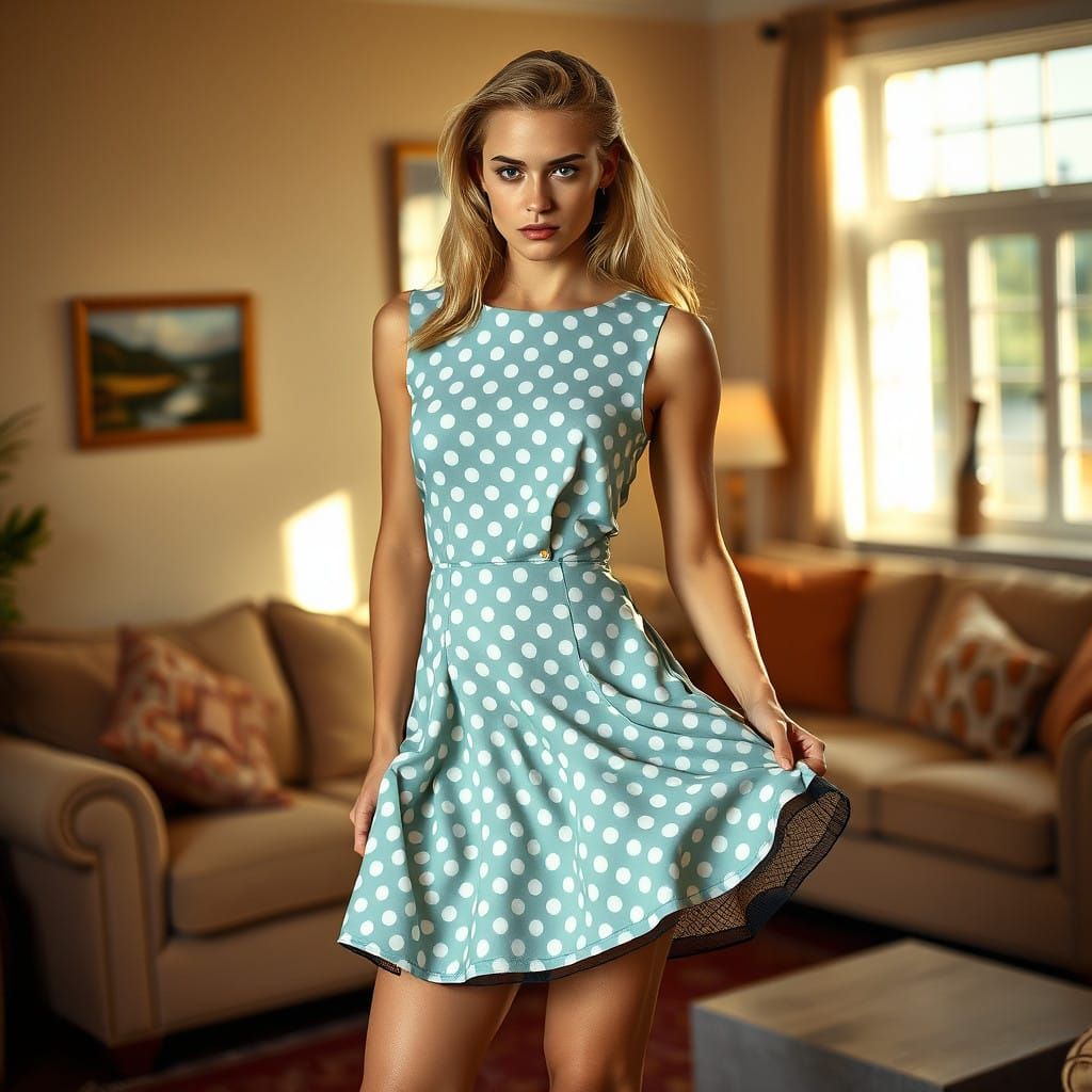 Androgynous Youth in Vintage Polkadot Minidress