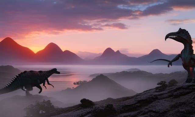 Dinosaurs readying for fight