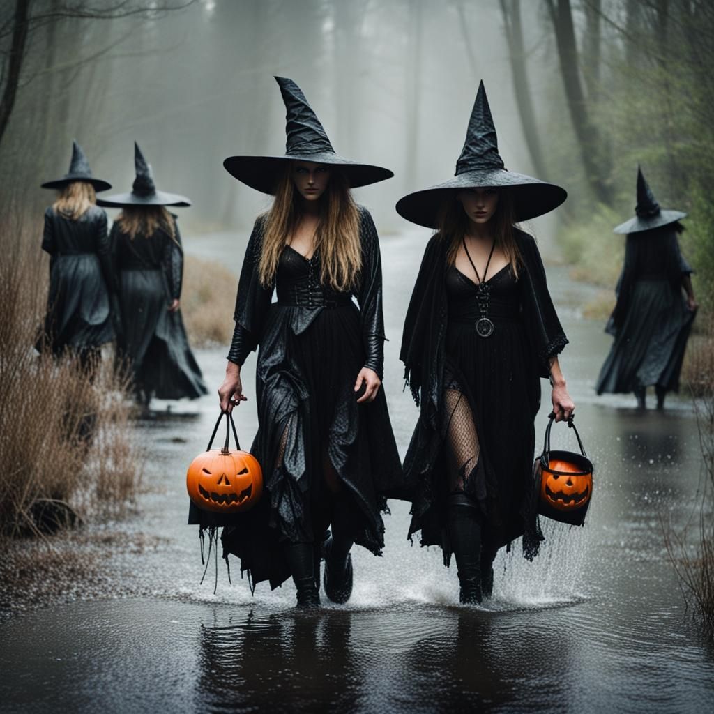 Witches Walking in the Rain
