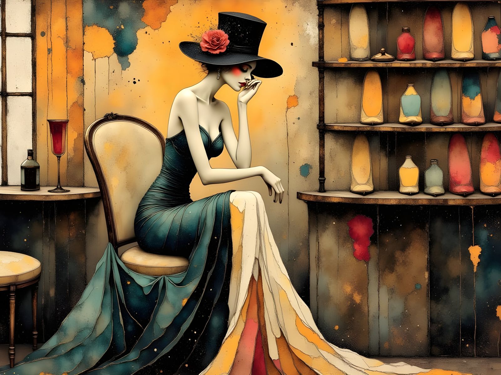 Elegant Woman in a Shoe Store Dreamscape