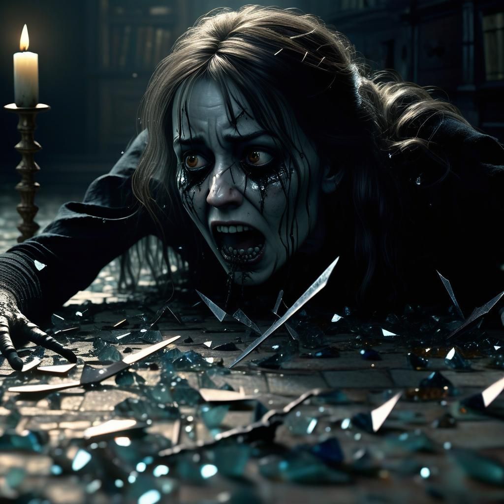 Macabre Horror: Woman with Spiders in Gothic Style